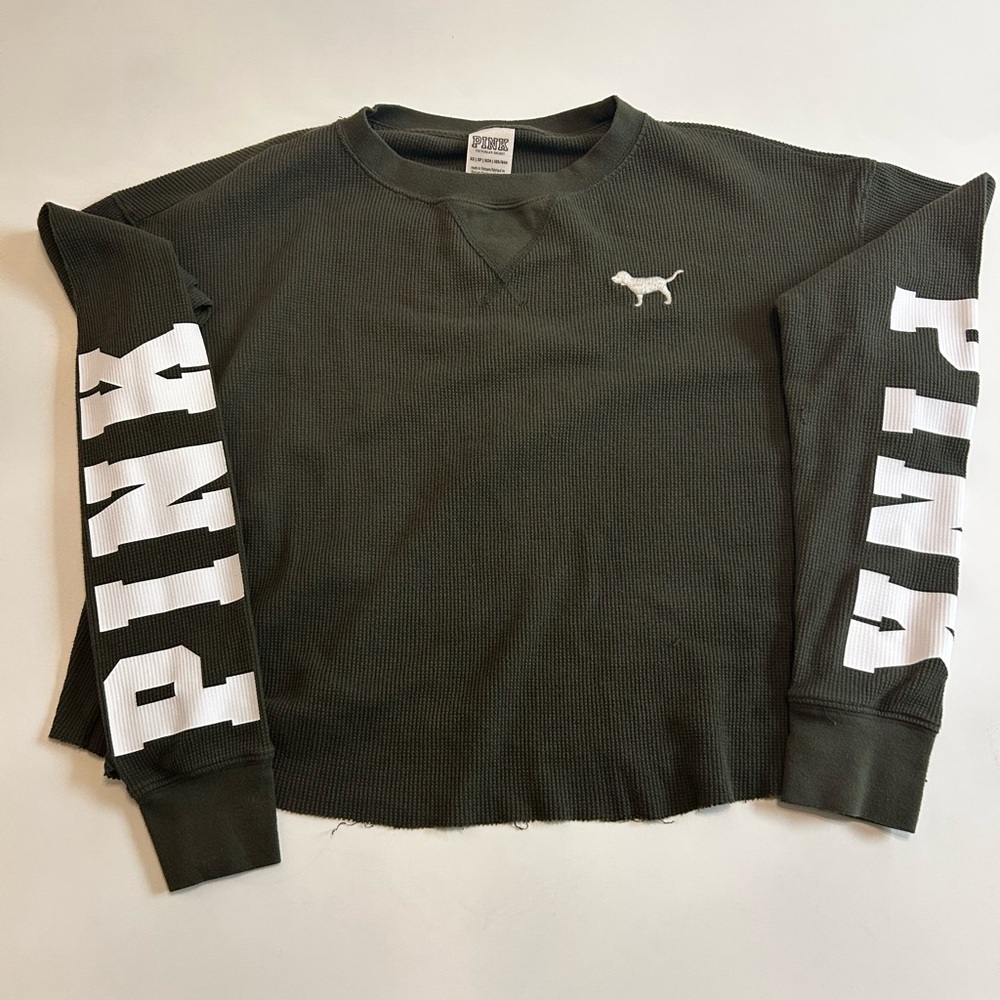 PINK Olive Green Long Sleeve Top